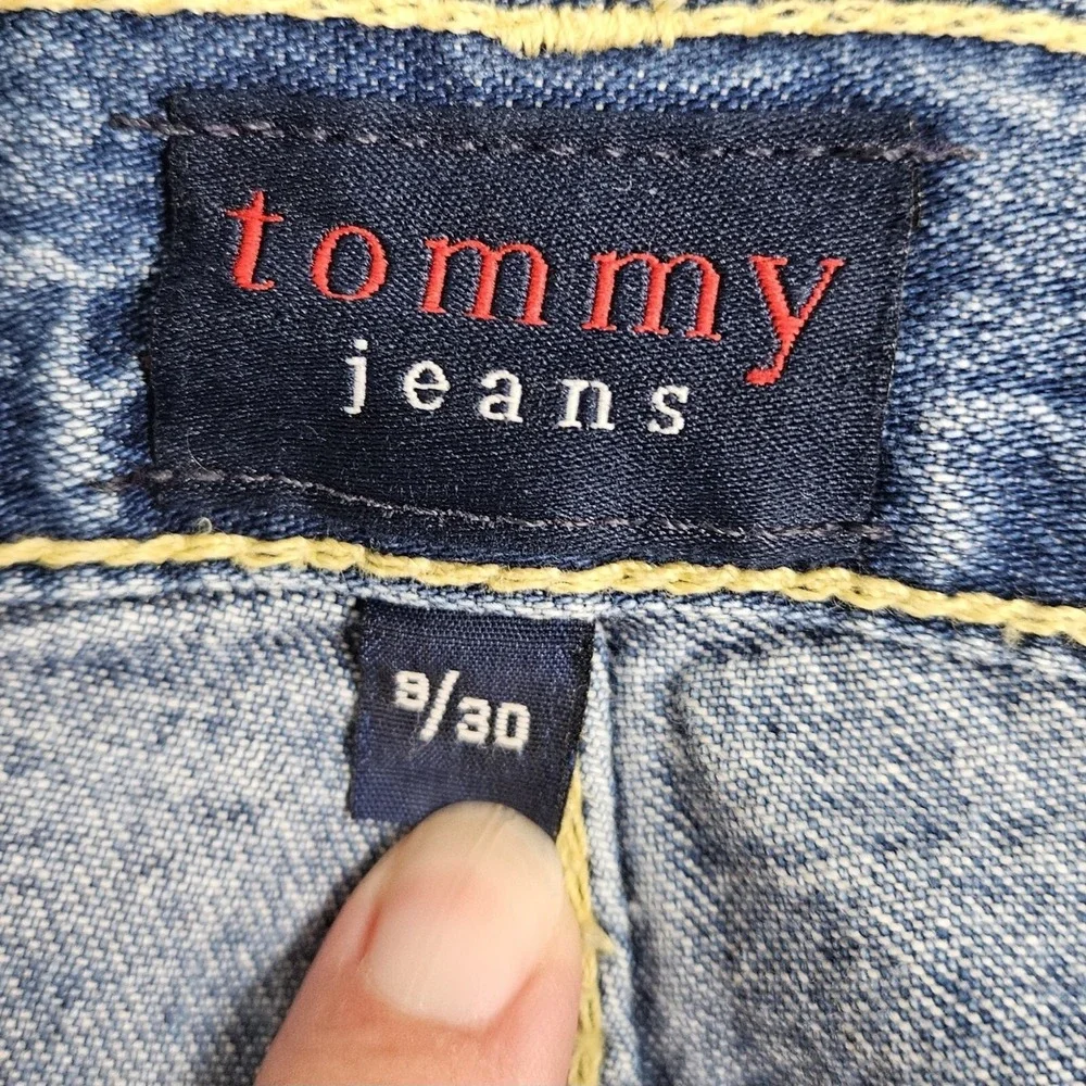 Tommy‎ Jeans Denim Mens 31x30 Blue Straight Leg Button Fly Vintage Flag Logo Y2K